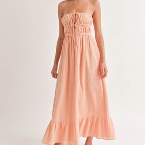 Peach Strapless Maxi Dress